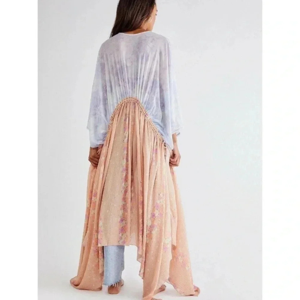 New Free People Long Sleeve Floral Boho Maxi Top XS - Picture 6 of 17